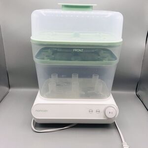 momcozy Electric Baby Bottle Sterilizer and Dryer - White with Mint Green